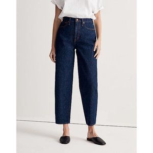NWT Women Size 32 32x27 1/2 Madewell Balloon Jeans in Indigo Blue Mapleside Wash